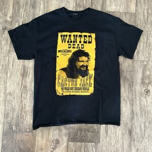 WWE WWF Cactus Jack “Wanted Dead” Mick Foley Wrestling Graphic Shirt Men L Black